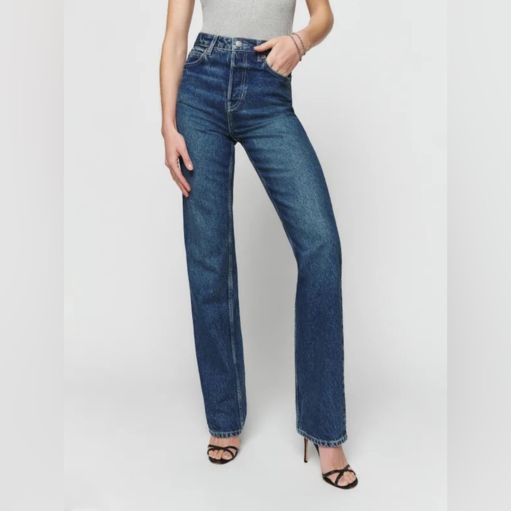 Reformation Cynthia Hi Rise Straight Long Jeans. Size 27. Like new.